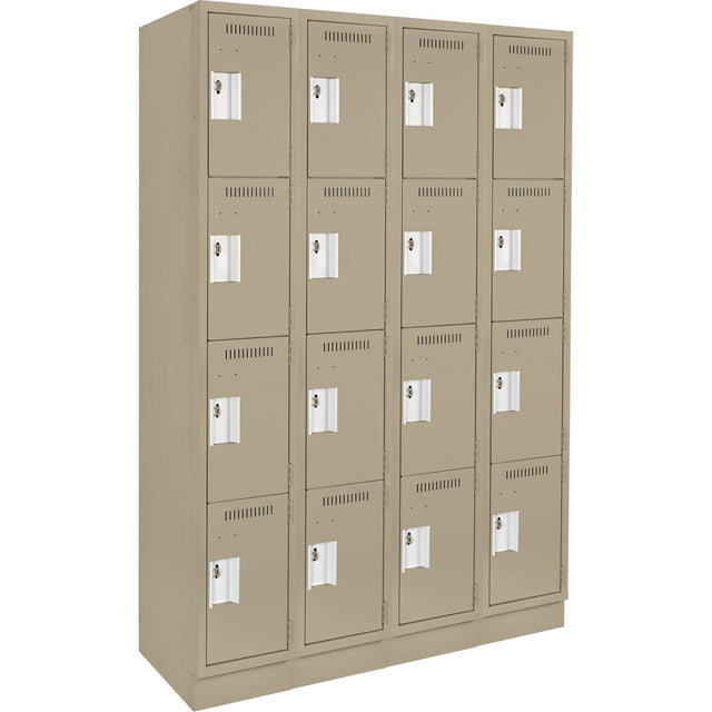 Clean Line™ Lockers, 4 -tier, Bank of 4, 48" x 18" x 76", Steel, Beige, Rivet (Assembled)