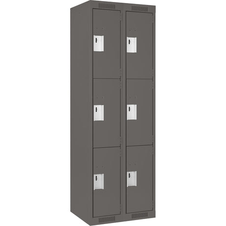 Clean Line™ Lockers, 3 -tier, Bank of 2, 24" x 18" x 72", Steel, Charcoal, Rivet (Assembled)