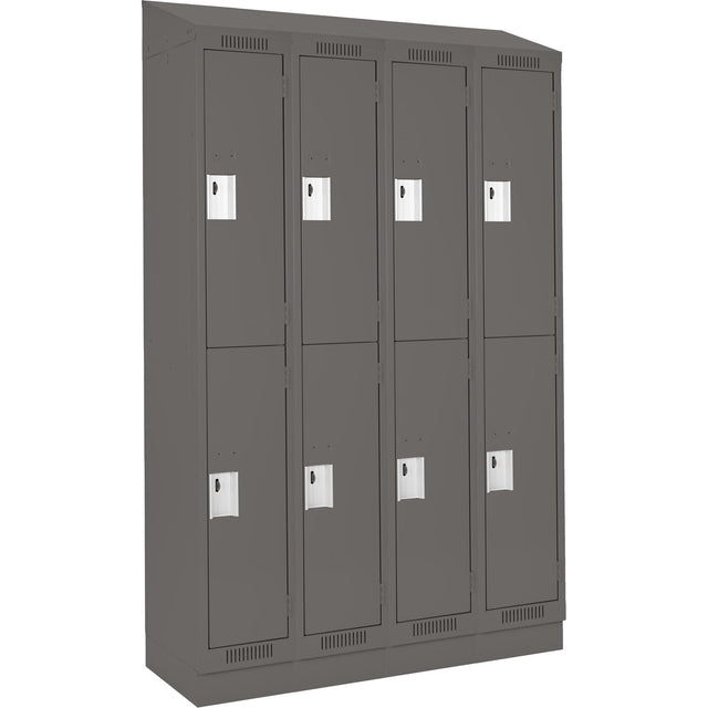 Clean Line™ Lockers, 2 -tier, Bank of 4, 48" x 15" x 82", Steel, Charcoal, Rivet (Assembled)