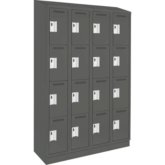 Clean Line™ Lockers, 4 -tier, Bank of 4, 48" x 18" x 82", Steel, Charcoal, Rivet (Assembled)