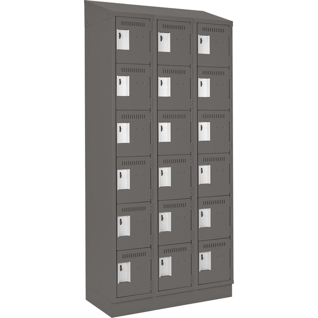 Clean-Line Lockerette, 6 -tier, Bank of 3, 18" x 72" x 18", Steel