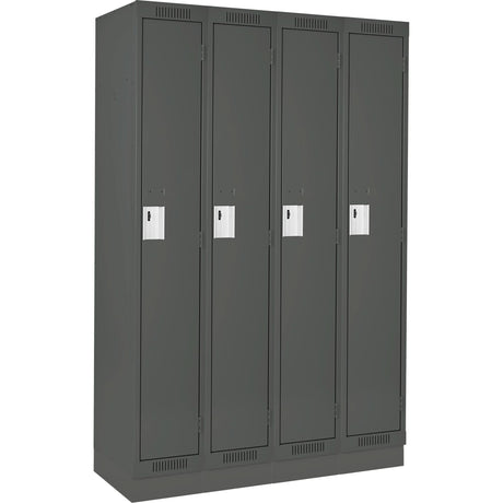 Clean Line™ Lockers, Bank of 4, 48" x 12" x 76", Steel, Charcoal, Rivet (Assembled)