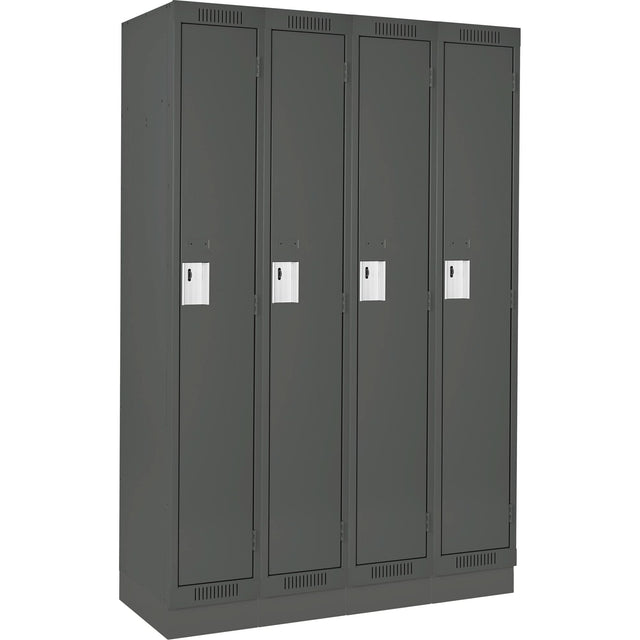 Clean Line™ Lockers, Bank of 4, 48" x 12" x 76", Steel, Charcoal, Rivet (Assembled)