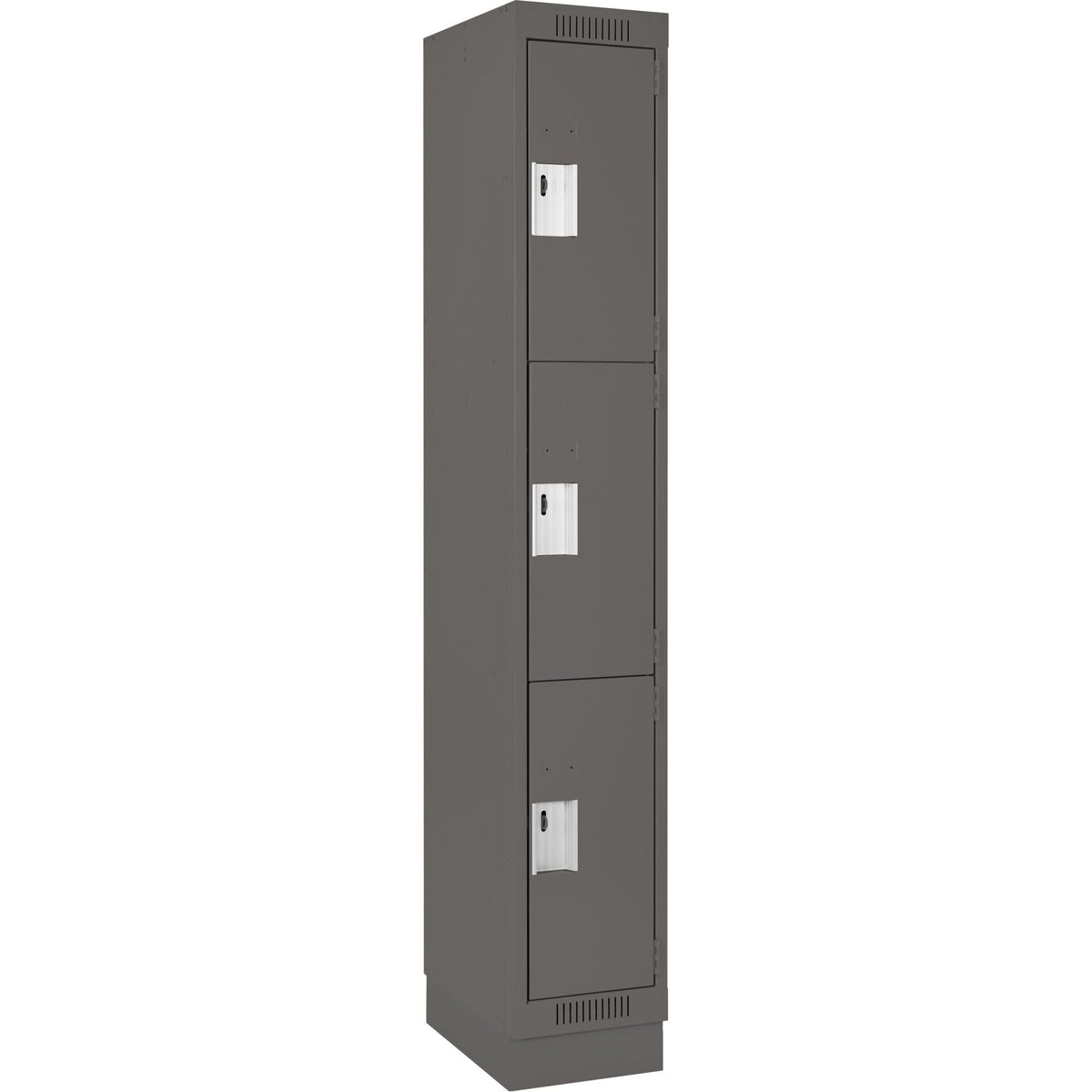 Clean Line™ Lockers, 3 -tier, 12" x 18" x 76", Steel, Charcoal, Rivet (Assembled)