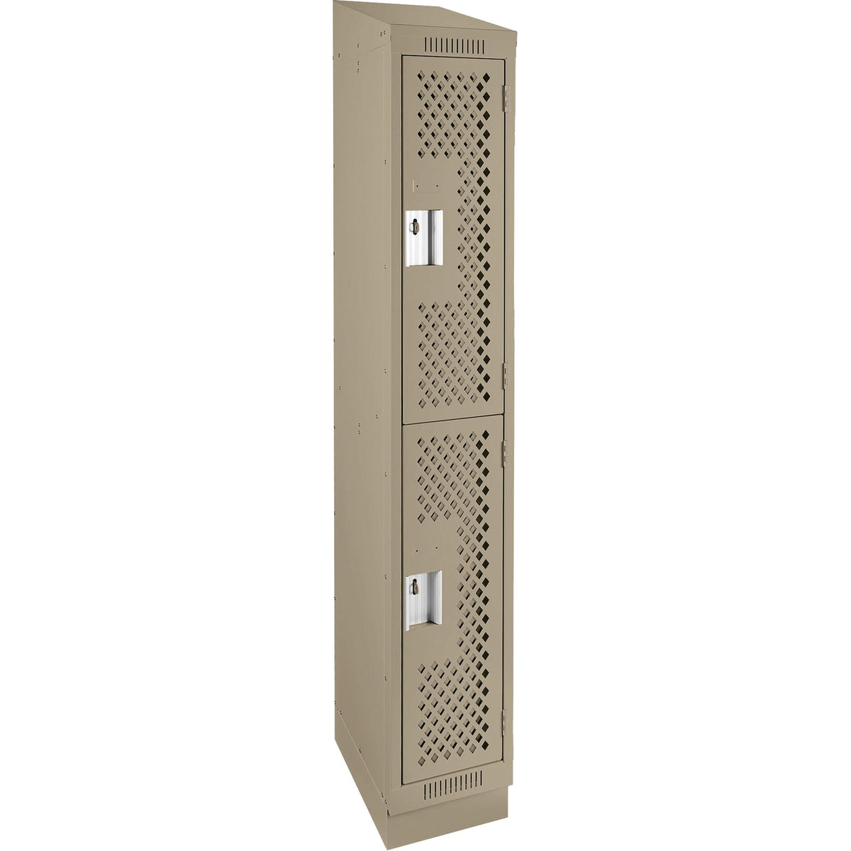 Clean Line™ Lockers, 2 -tier, 12" x 12" x 82", Steel, Beige, Rivet (Assembled), Perforated