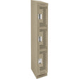 Clean Line™ Lockers, 3 -tier, 12" x 15" x 82", Steel, Beige, Rivet (Assembled), Perforated