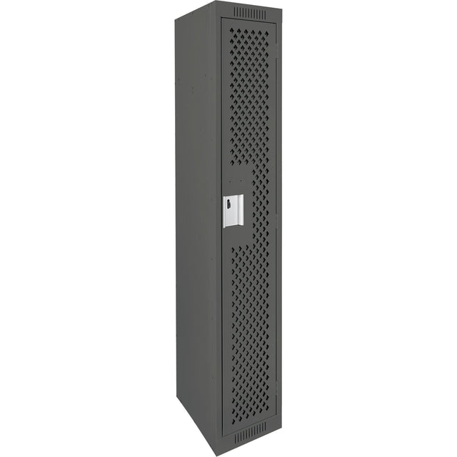 Clean Line™ Lockers, 12" x 15" x 72", Steel, Charcoal, Rivet (Assembled), Perforated