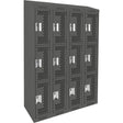 Clean Line™ Lockers, 3 -tier, Bank of 4, 48" x 18" x 78", Steel, Charcoal, Rivet (Assembled), Perforated