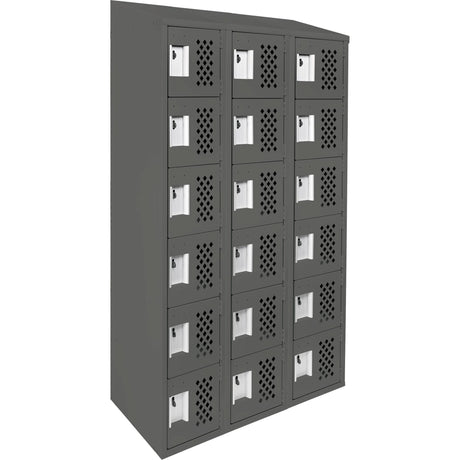 Clean-Line Perforated Lockerette, 6 -tier, Bank of 3, 12" x 72" x 12", Steel
