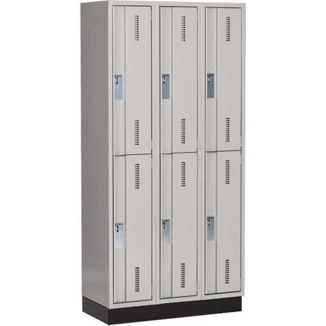 Concorde™ Heavy-Duty Lockers, 2 -tier, Bank of 3, 36" x 18" x 76", Steel, Grey, Welded (Assembled)