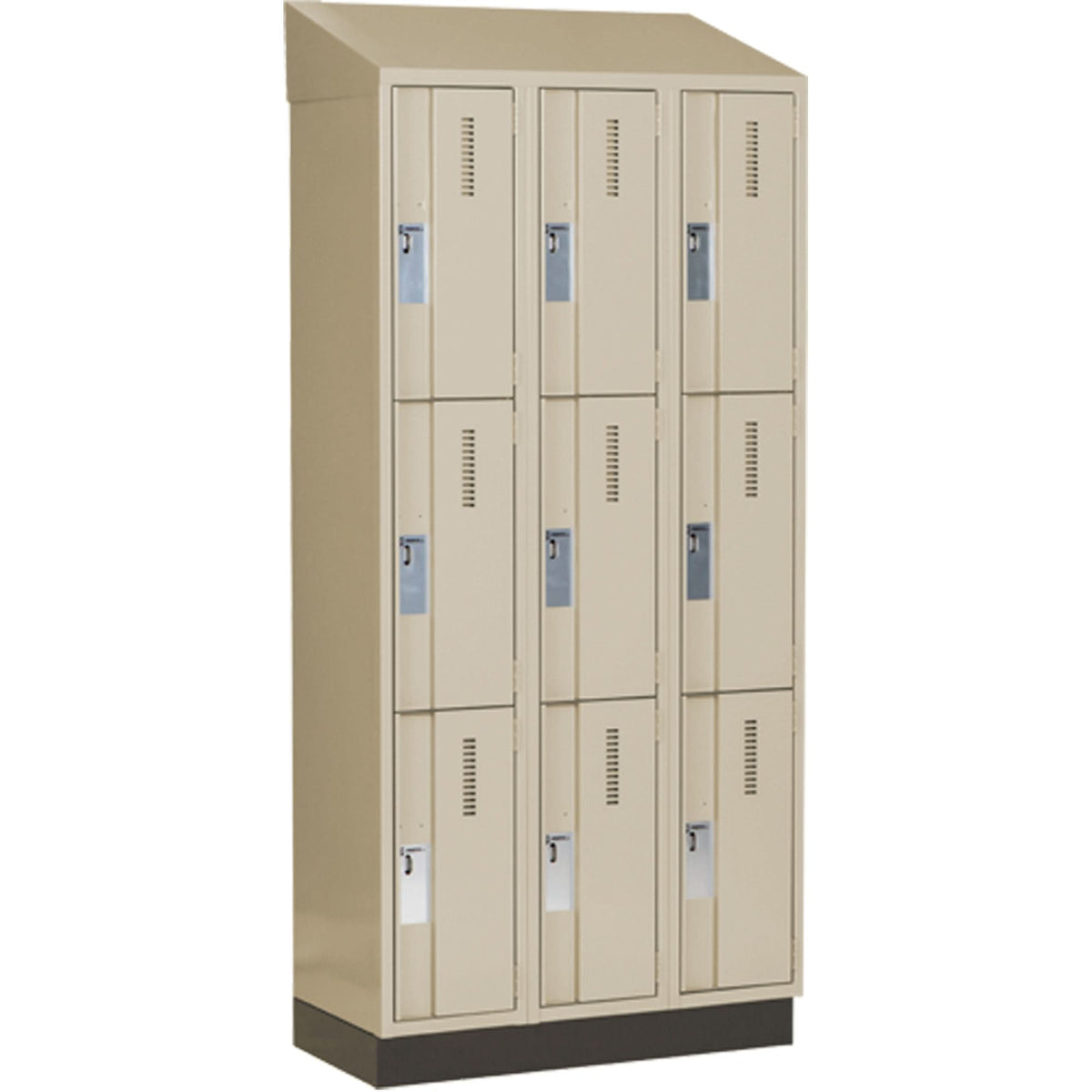 Concorde™ Heavy-Duty Lockers, 3 -tier, Bank of 3, 36" x 18" x 82", Steel, Beige, Welded (Assembled)