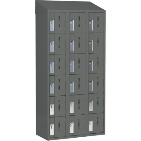 Concorde™ Heavy-Duty Lockers, 6 -tier, Bank of 3, 36" x 18" x 78", Steel, Charcoal, Welded (Assembled)