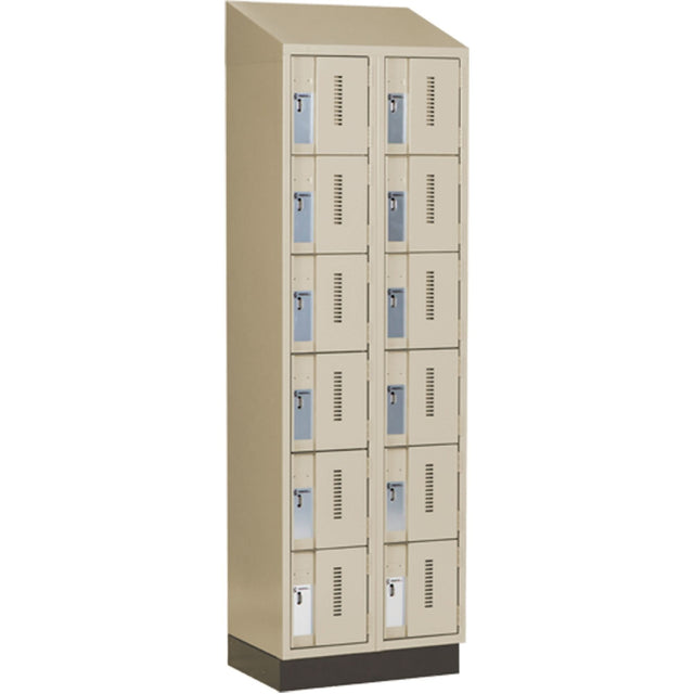 Concorde™ Heavy-Duty Lockers, 6 -tier, Bank of 2, 24" x 18" x 82", Steel, Beige, Welded (Assembled)
