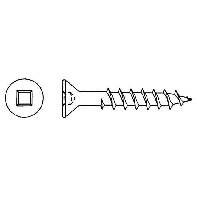 Flat Head Wood Screws , #6 x 1-3/4" L, Zinc Plated