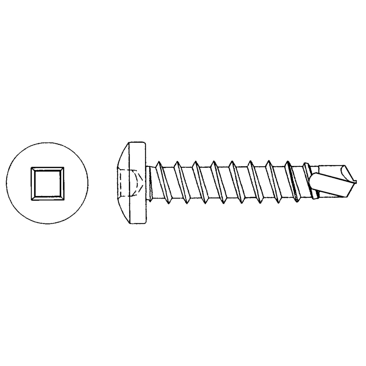 Self Drill Pan Head Screws, #12 x 1" L, Zinc Plated
