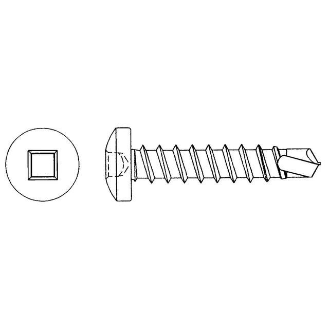 Self Drill Pan Head Screws, #12 x 3/4" L, Zinc Plated