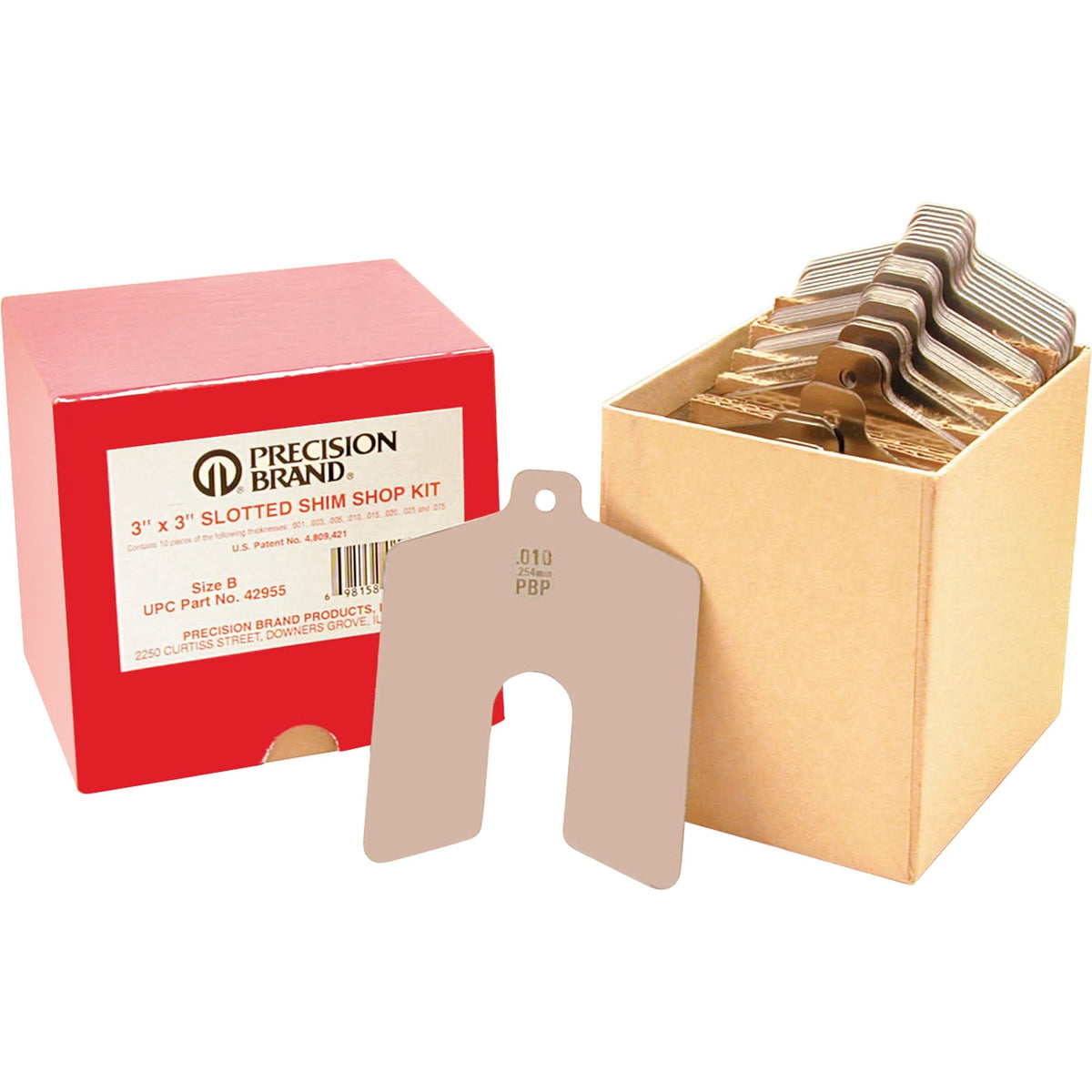 Slotted Shim Assortments, 3" L x 0.001"- 0.075" Thickness, 3" W, Stainless Steel