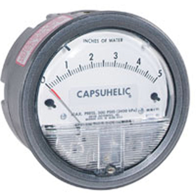 4000 Series Capsuhelic® Vertical Scale Differential Pressure Gauge, 4" , 0.5 - 0 - 0.5 kPa, Panel Mount, Analogue