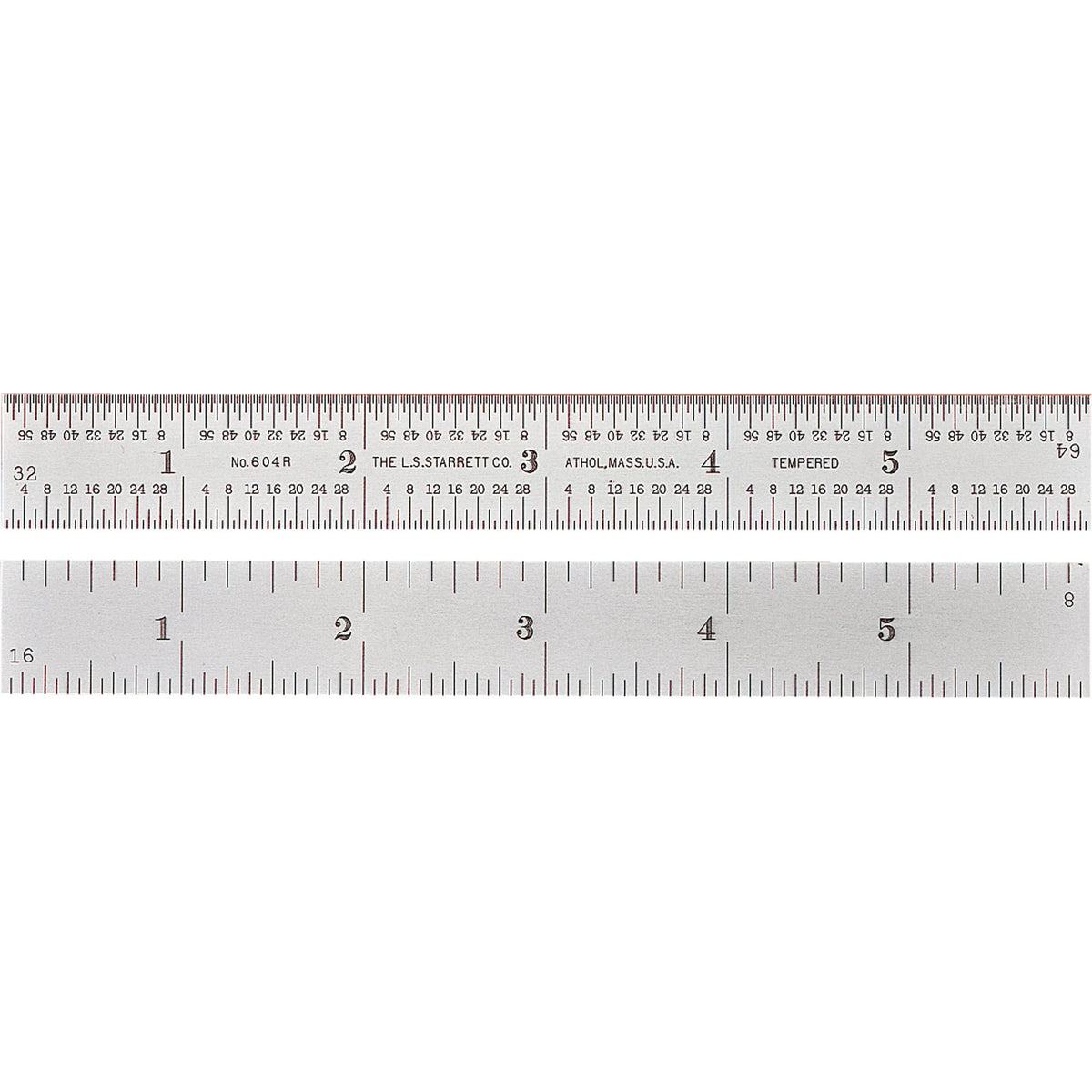 Full-Flexible Rule, 24" L, Steel, 1/8"/1/16"/1/32"/1/64" Graduations