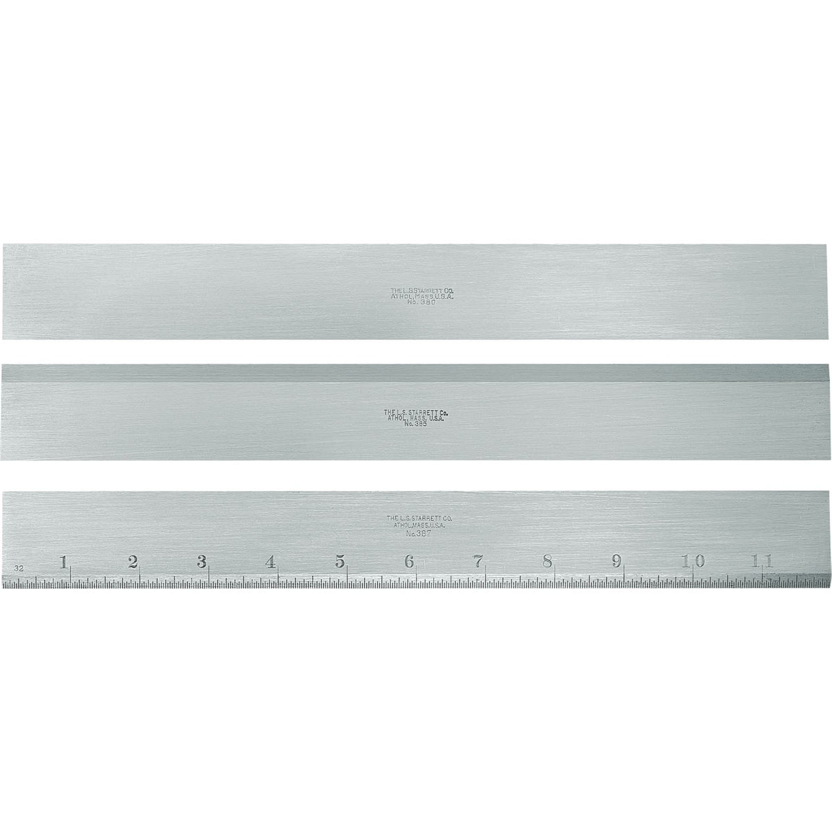 380 Series Steel Straight Edge, 12" L, 1-13/32" W, 11/64" Thickness