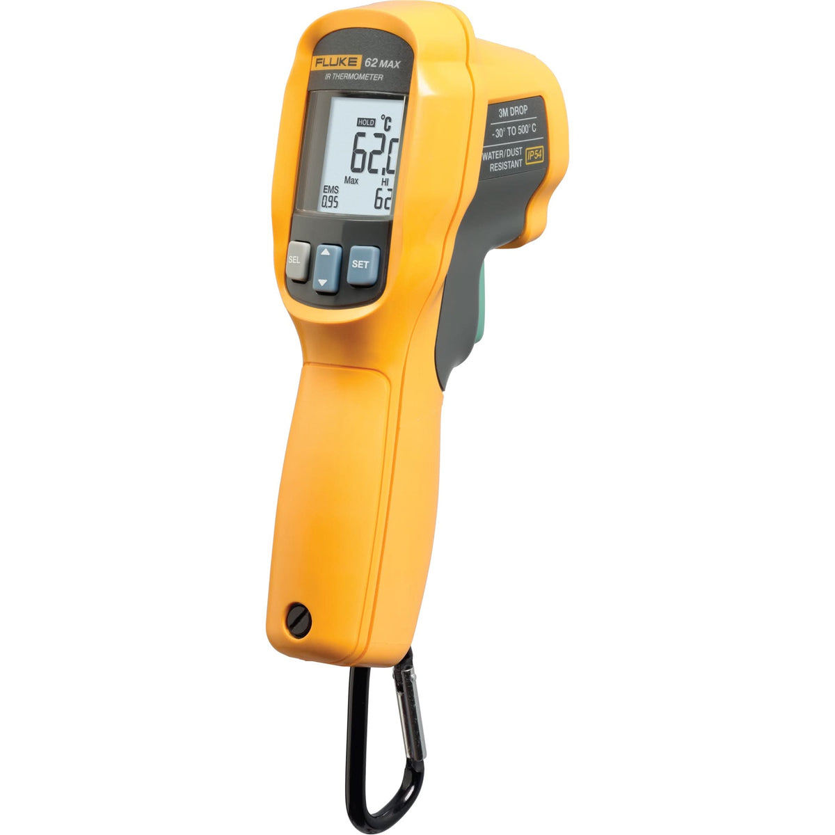 62-MAX+ Infrared Thermometers, -22° - 1202° F ( -30° - 650° C ), 12:1, Adjustable Emmissivity