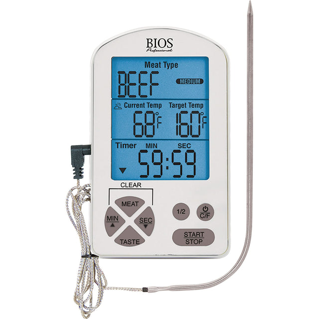 Premium Meat Thermometer & Timer, Contact, Digital, -4-122°F (-20-50°C)