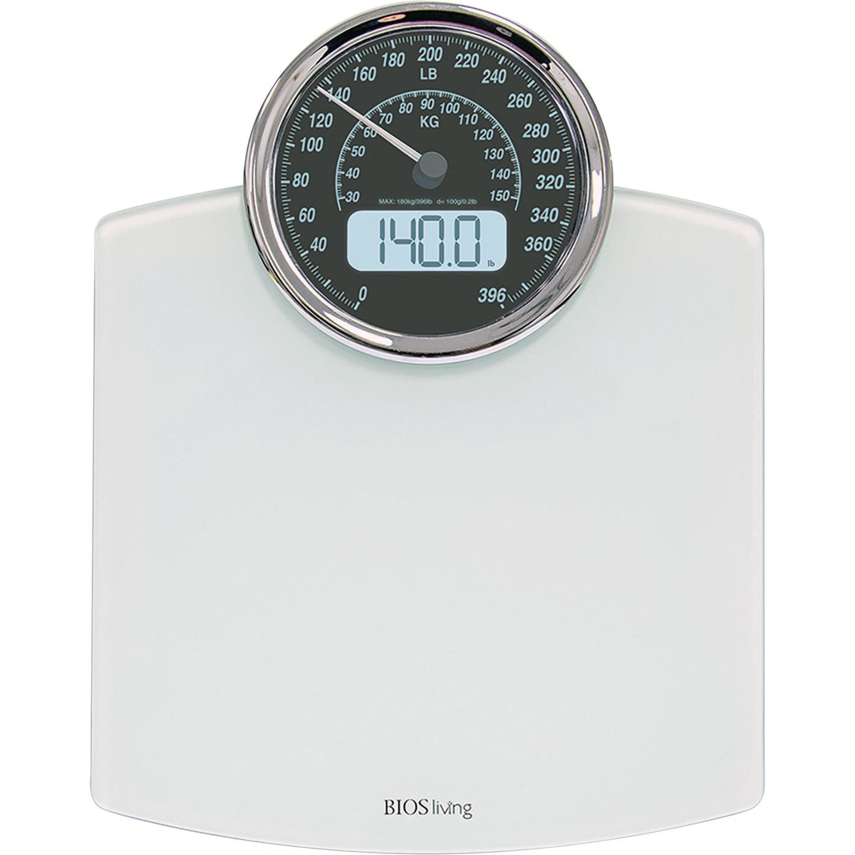 Digital Analog Scale, 396 lbs. Cap., 100 g / 0.2 lbs. Graduations