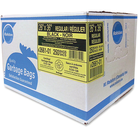 Industrial Garbage Bags, Regular, 36" W x 26" L, 0.65 mils, Black