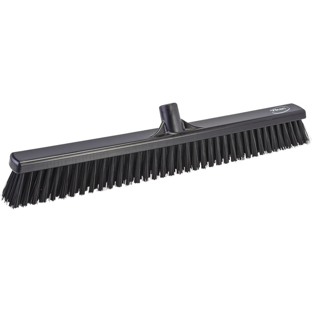 Combo Bristle Push Broom Head, Coarse/Fine Bristles, 24", Polyester, Black