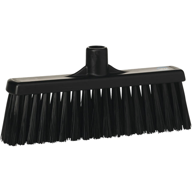 Upright Broom Head, Medium Bristles, 12", Polyester, Black