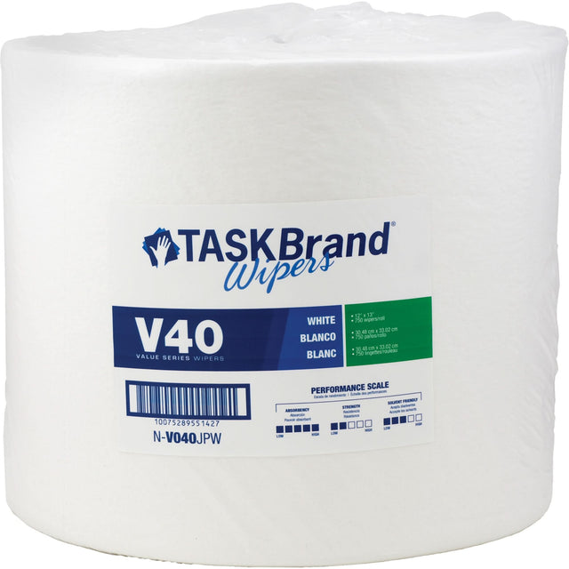 TaskBrand® V40 Value Series Wipers, All-Purpose, 13" L x 12" W