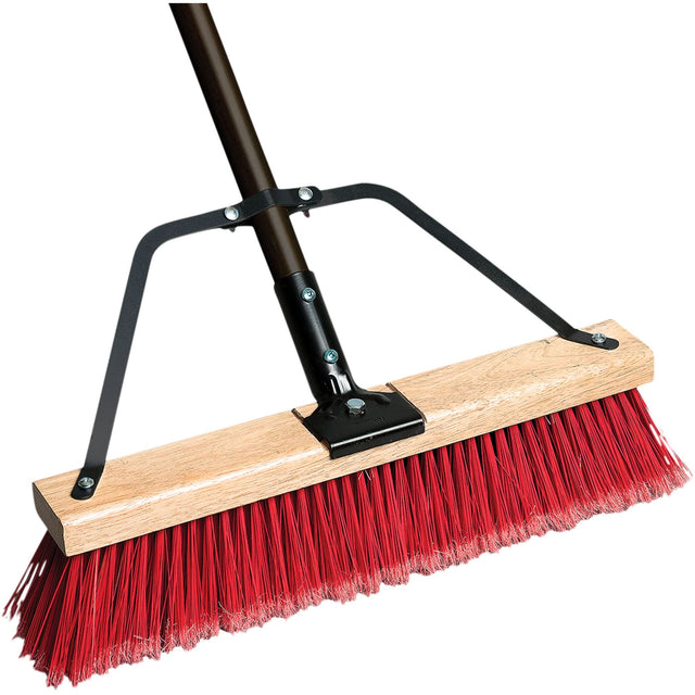 Ryno Push Broom with Braced Handle, 18", Medium, PVC Bristles