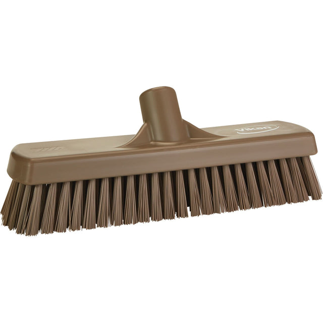 Deck & Wall Scrub Broom, Stiff Bristles, 12", Polyester, Brown