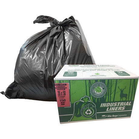 EcoLogo® Garbage Bags, X-Strong, 48" W x 60" L, Clear, 246.05 L (65 Gal.) Capacity