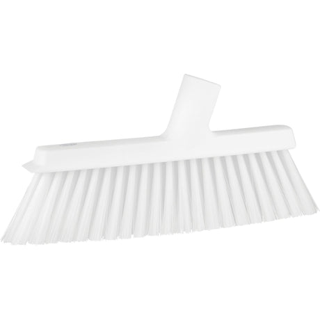 Dustpan Broom with Angled Thread, Medium Bristles, 10", Polyester, White