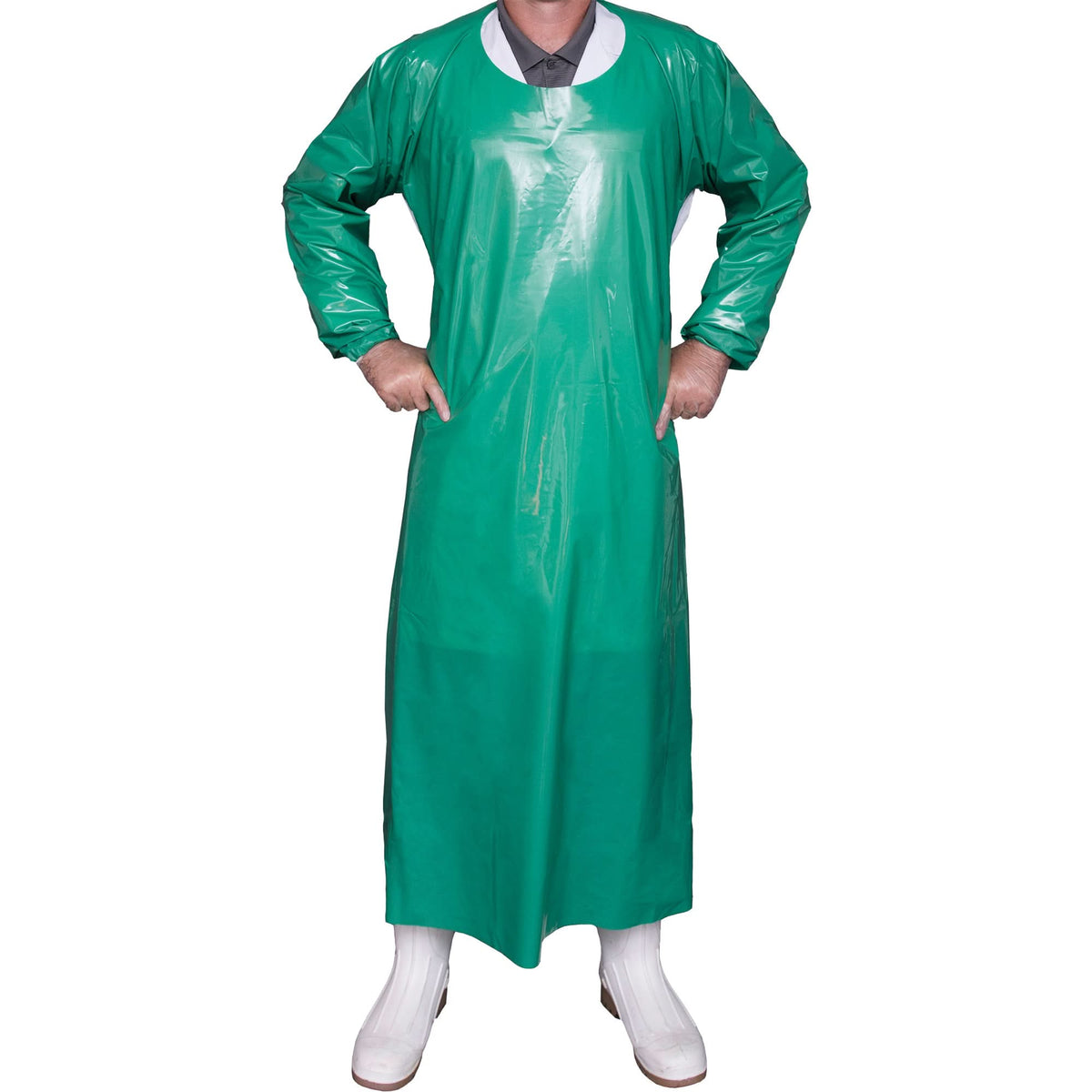 Top Dog 6 Mil. Gown, X-Large, Green, Polyurethane