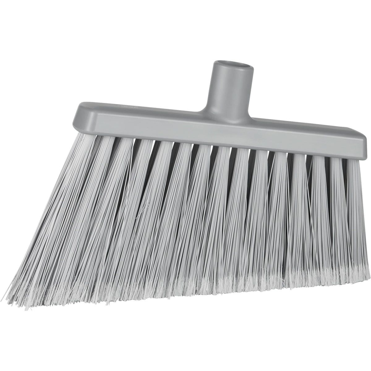 Angle Head Broom, Stiff/Split Bristles, 11-2/5", Polyester/Polypropylene/PVC/Synthetic, Grey