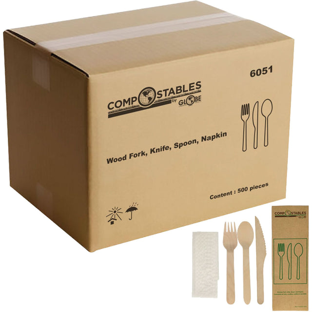 Wood Cutlery Set in Paper Bag