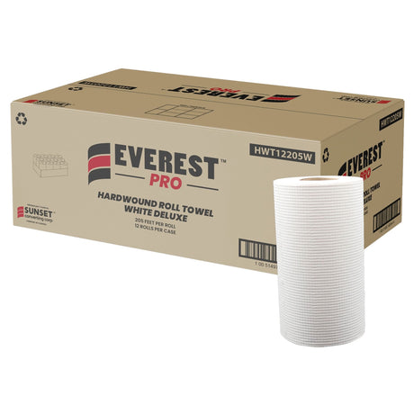 White Deluxe Hardwound Roll Towels, 1 Ply, Centre Pull, 205' L