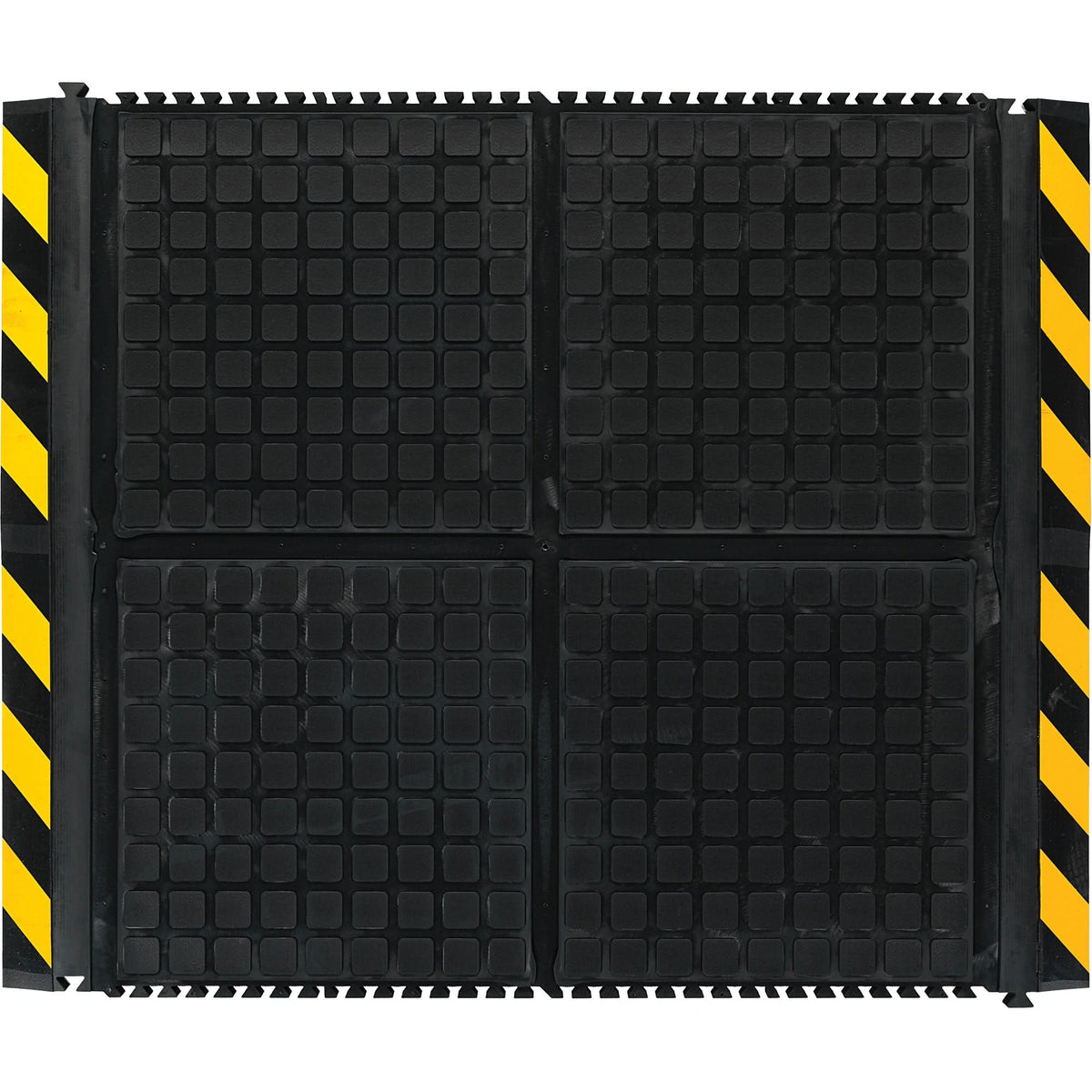 Hog Heaven III Comfort Linkable End Mat, Corrugated, 3-1/3' x 3-3/5' x 3/4", Black/Yellow, Nitrile