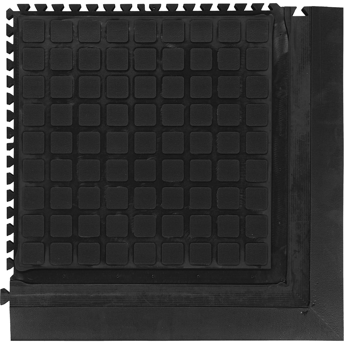 Hog Heaven III Comfort Modular Corner Tile, Corrugated, 1-4/5' x 1-4/5' x 3/4", Black, Nitrile