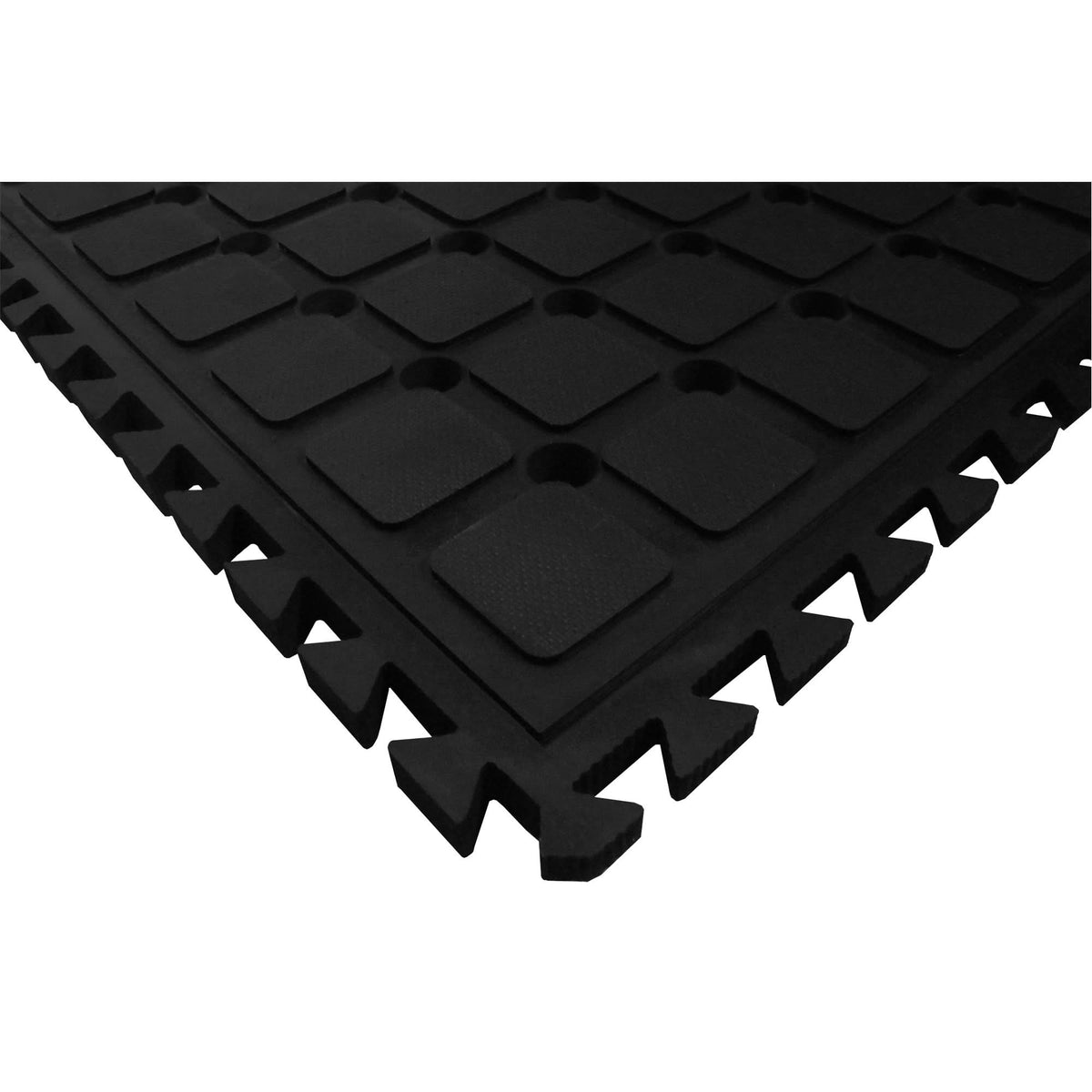 Hog Heaven III Drainable Workstation Mat, Corrugated, 3-2/3' x 3-2/3' x 3/4", Black/Yellow, Nitrile