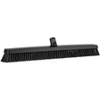 Heavy-Duty Push Broom, Fine/Stiff Bristles, 24", Black