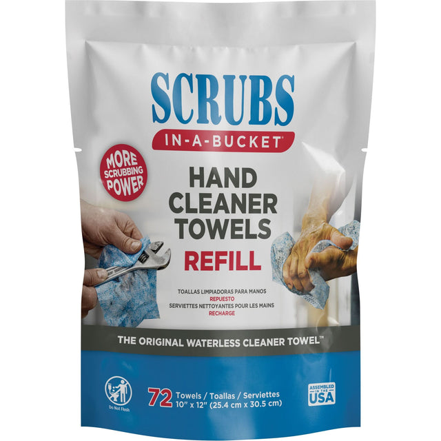 Hand Cleaner Towels Refill Pack, 72 Wipes, 10" x 12"