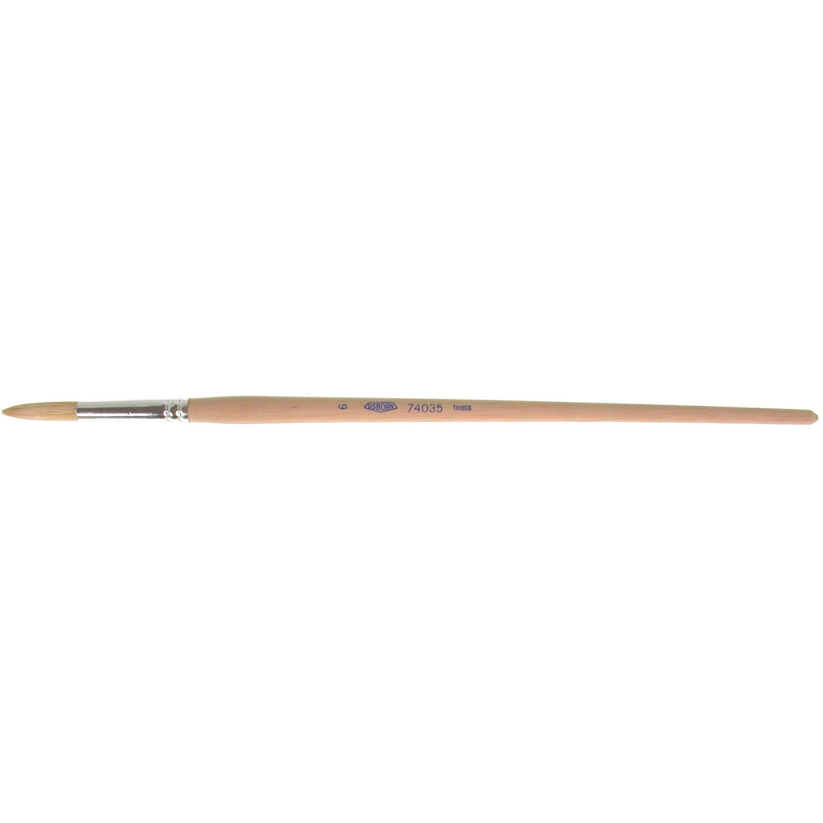 Pure White Bristle Round Marking Paint Brush, 9/32" Brush Width, White China, Wood Handle