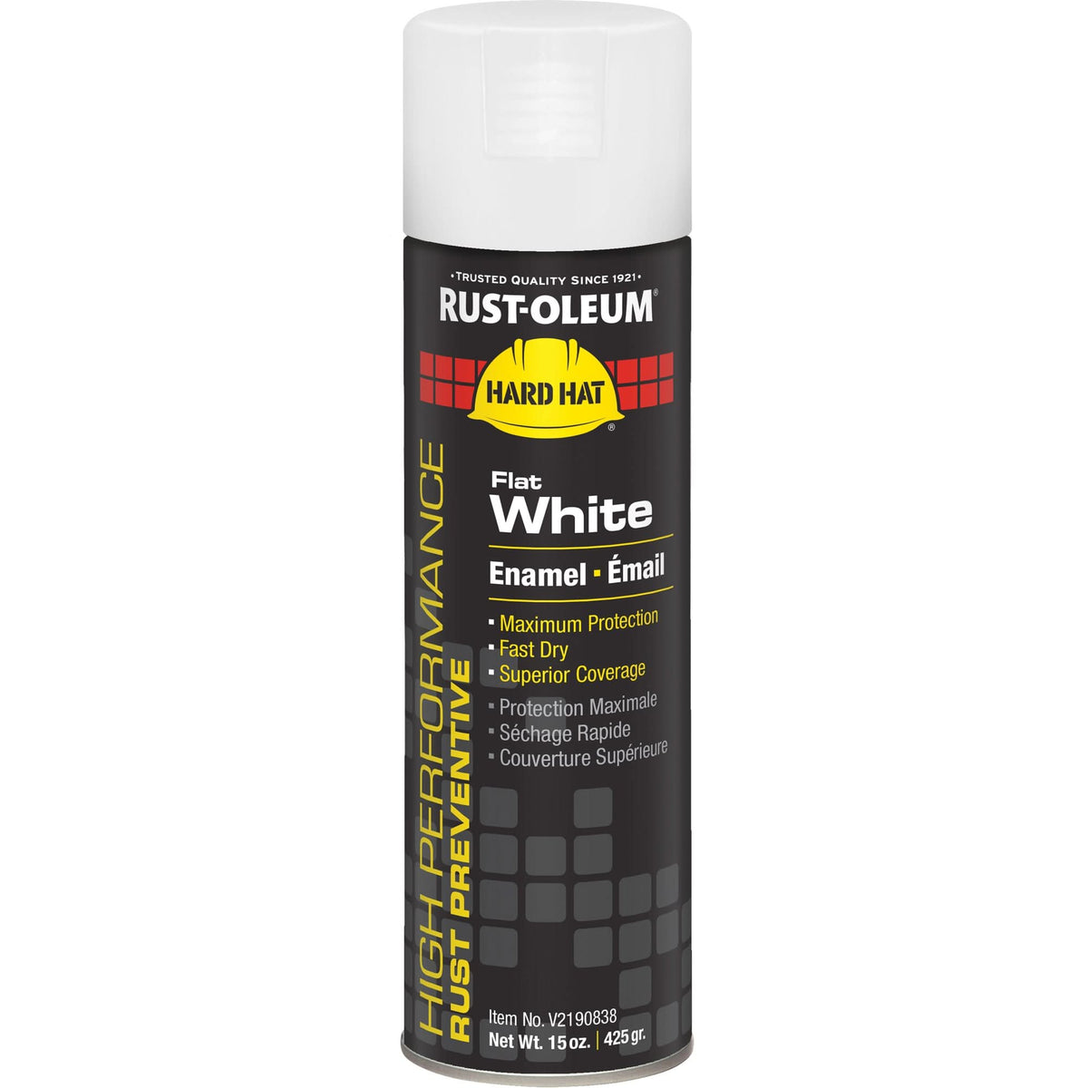 V2100 System Enamel Spray Paint, Flat White, Flat, 15 oz., Aerosol Can