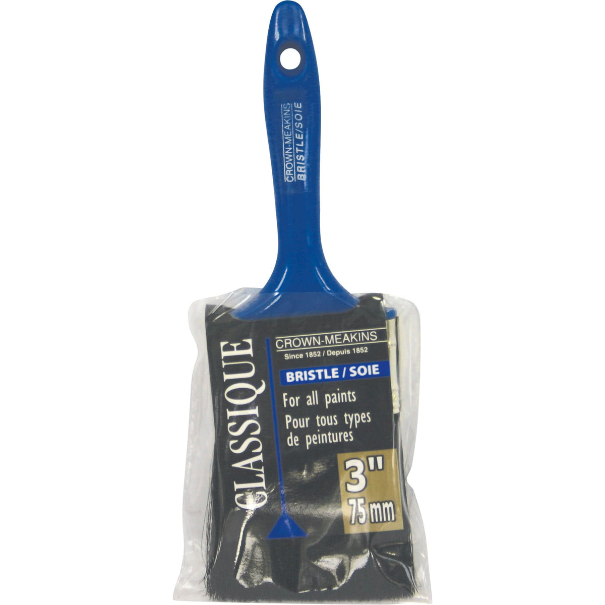Classic Paint Brush, Bristle, Plastic Handle, 3" Width