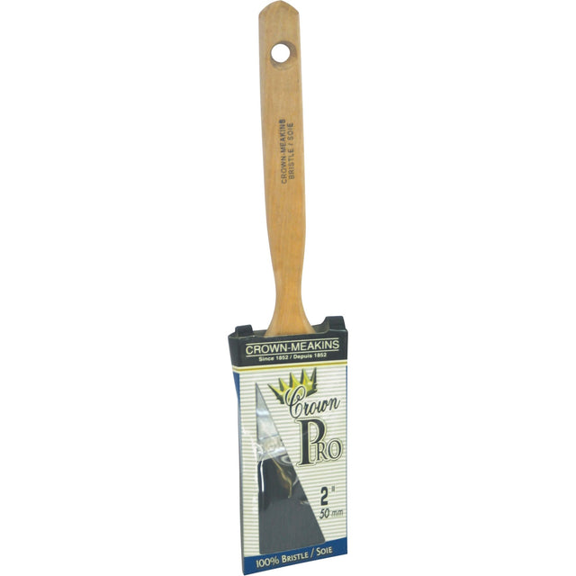 Crown Pro Straight Paint Brush, Bristle, Wood Handle, 2" Width