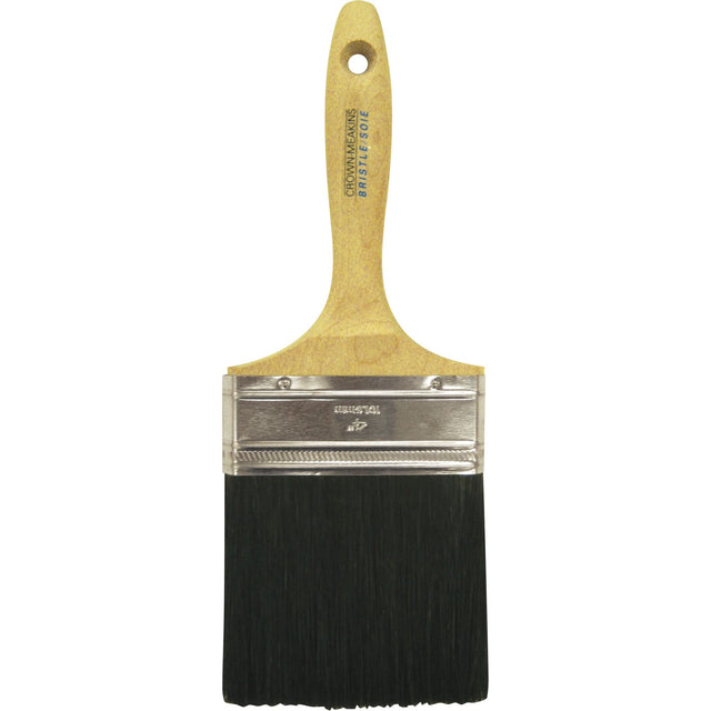 Straight Wall Paint Brush, Bristle, Wood Handle, 4" Width
