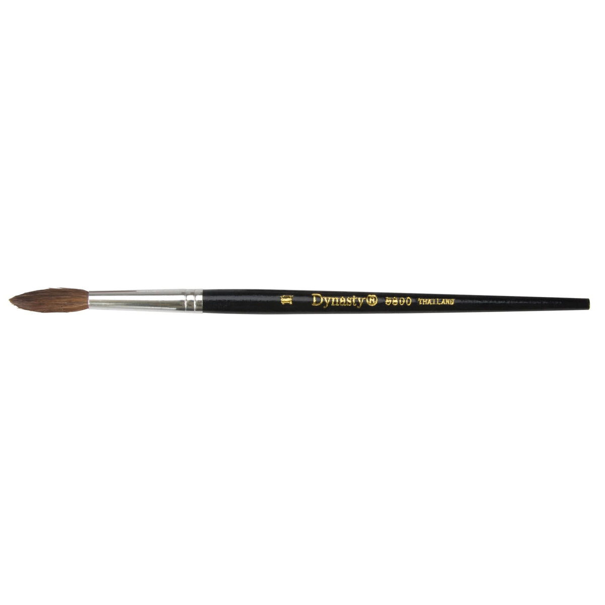 Black Pointed Bristle Artist Brush, 5.7 mm Brush Width, Camel Hair, Wood Handle